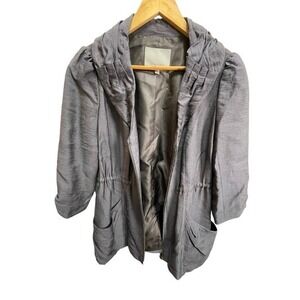 Classiques‎ Entier Women's 3/4 Ruche Sleeve Blue Grey Tencel Lyocell Zip Jacket